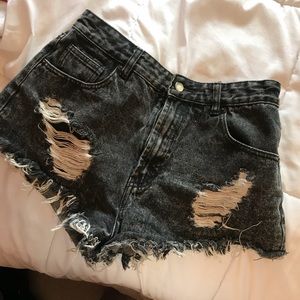 High waisted distressed shorts